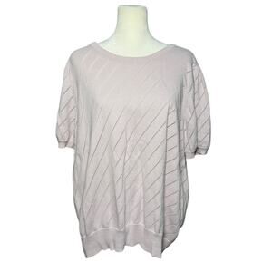 ModCloth Women's Sweater Knit Top Plus Size 1X Lilac Puff‎ Short Sleeves Blouse